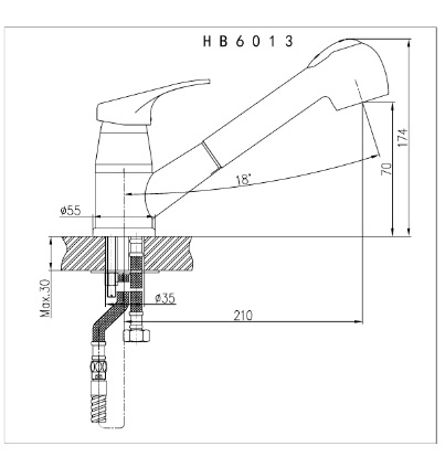 Haiba смеситель для кухни с выдвижным изливом HB6013