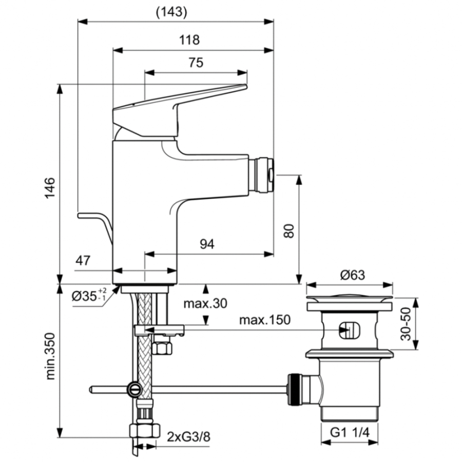 Ideal Standard Ceraplan смеситель для биде BD248AA