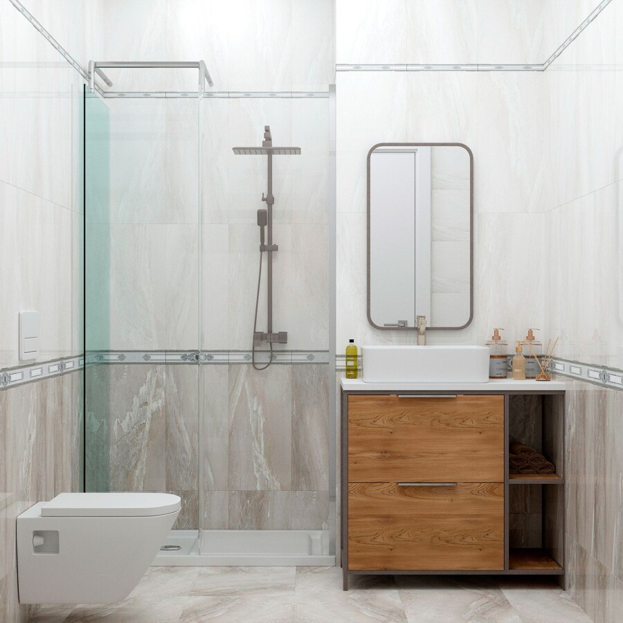 Плитка настенная 351 Eurotile Eclipse Grey Бордюр Центр 7x30