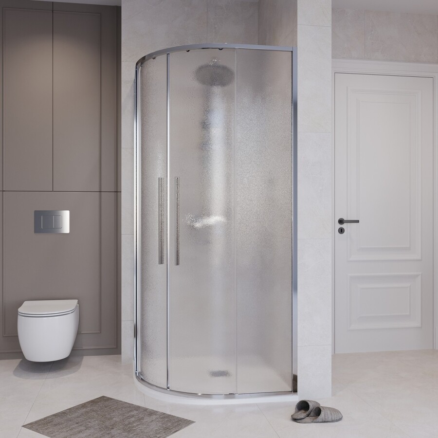 Душевое ограждение Niagara Nova NG-3627-34 (100х100х195) четверть круга, хром,двери раздвижные,стекло шиншилла,1 место