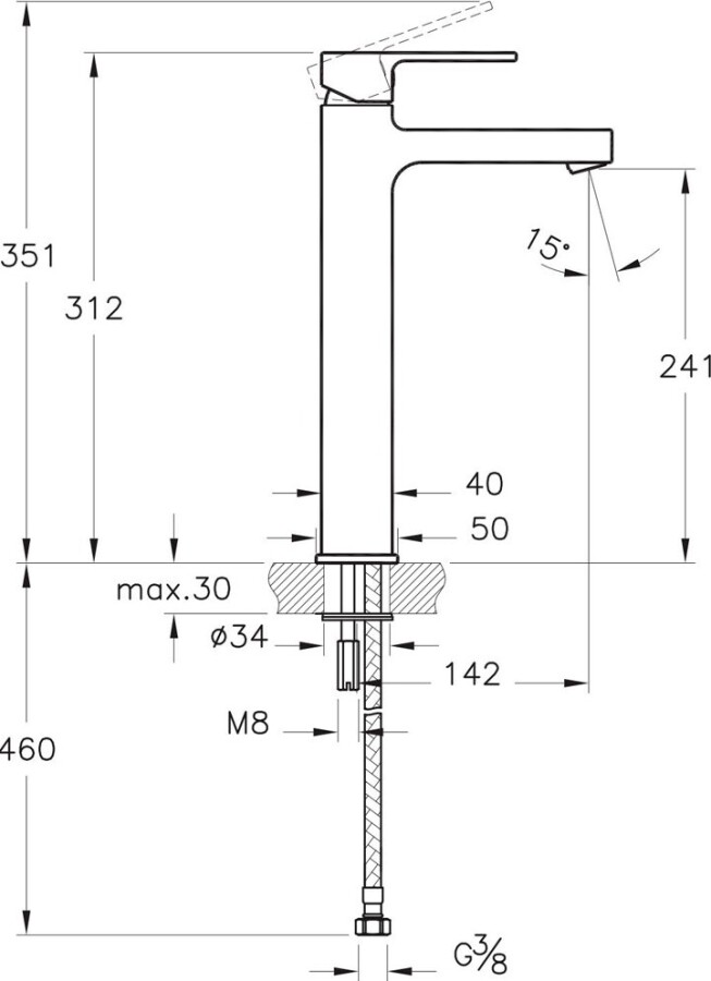 Vitra Q Line A40798EXP смеситель для раковины 35 мм