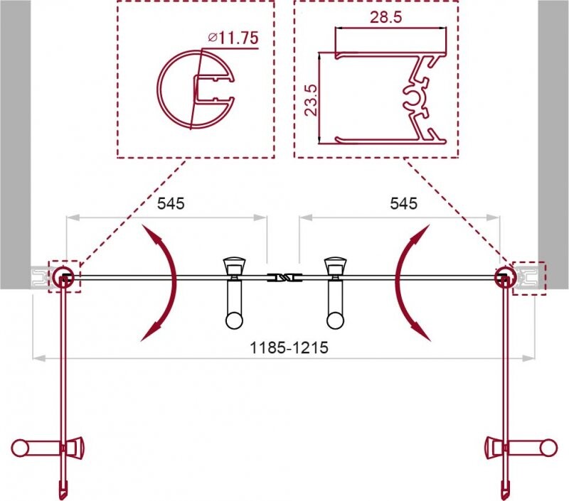 BelBagno душевая дверь UNO-B-2-120-P-Cr 120х190