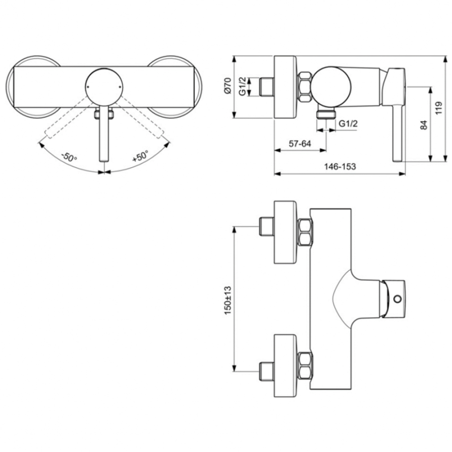 Ideal Standard Ceraline смеситель для душа BC200U5