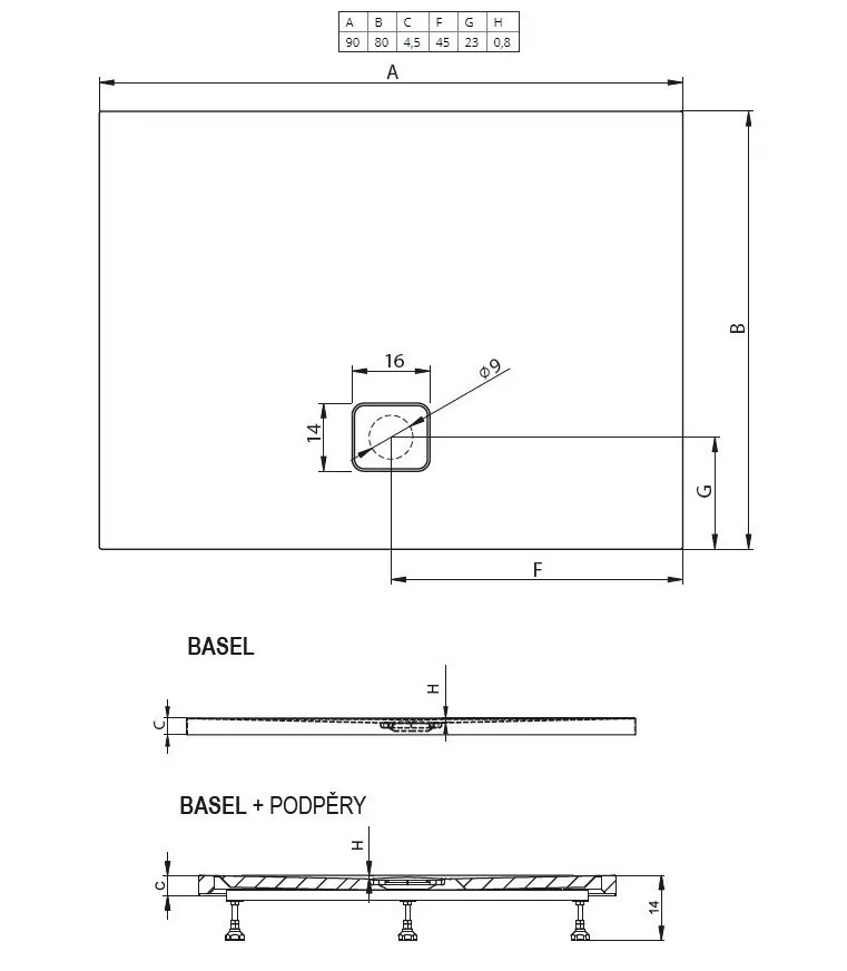 Riho Basel 402 душевой поддон акриловый 90х80 DC120050000000S