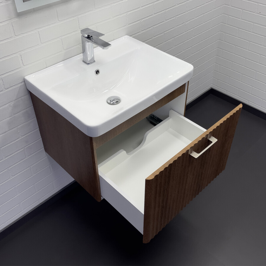 Тумба-умывальник Comforty Ангара-60П дуб темно-коричневый с раковиной 4460 00-00021035