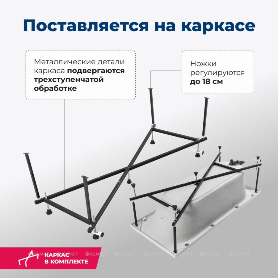 Акриловая ванна Aquanet Lotos 180x80 (с каркасом) 00332845