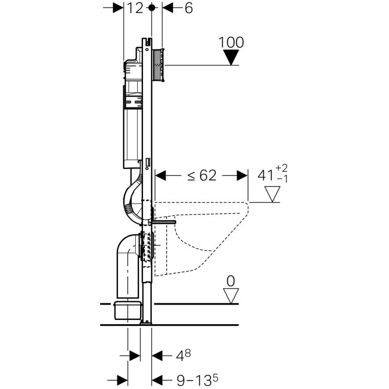 Geberit Duofix инсталляция для унитаза Sigma 12 Plattenbau 111.362.00.5