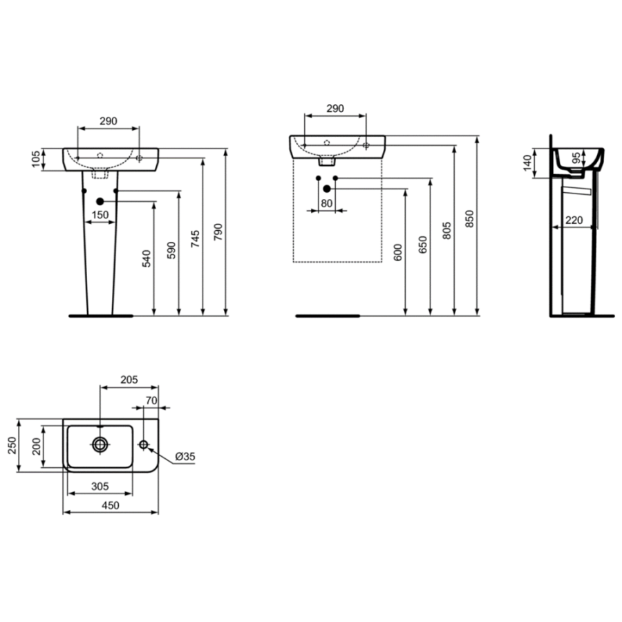 Ideal Standard раковина 45х25 см T458601