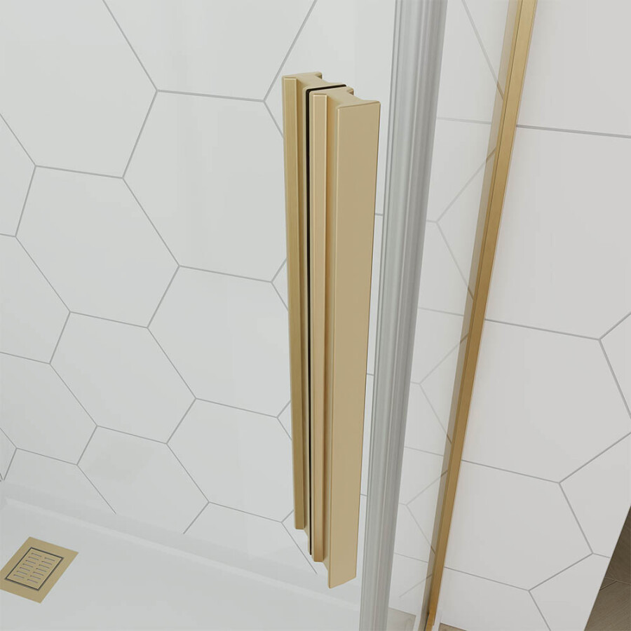 Душевой угол Veconi Ottimo P10 G (100×100×190) распашная, профиль брашированное золото, стекло прозрачное OP10G-100100-01-C9