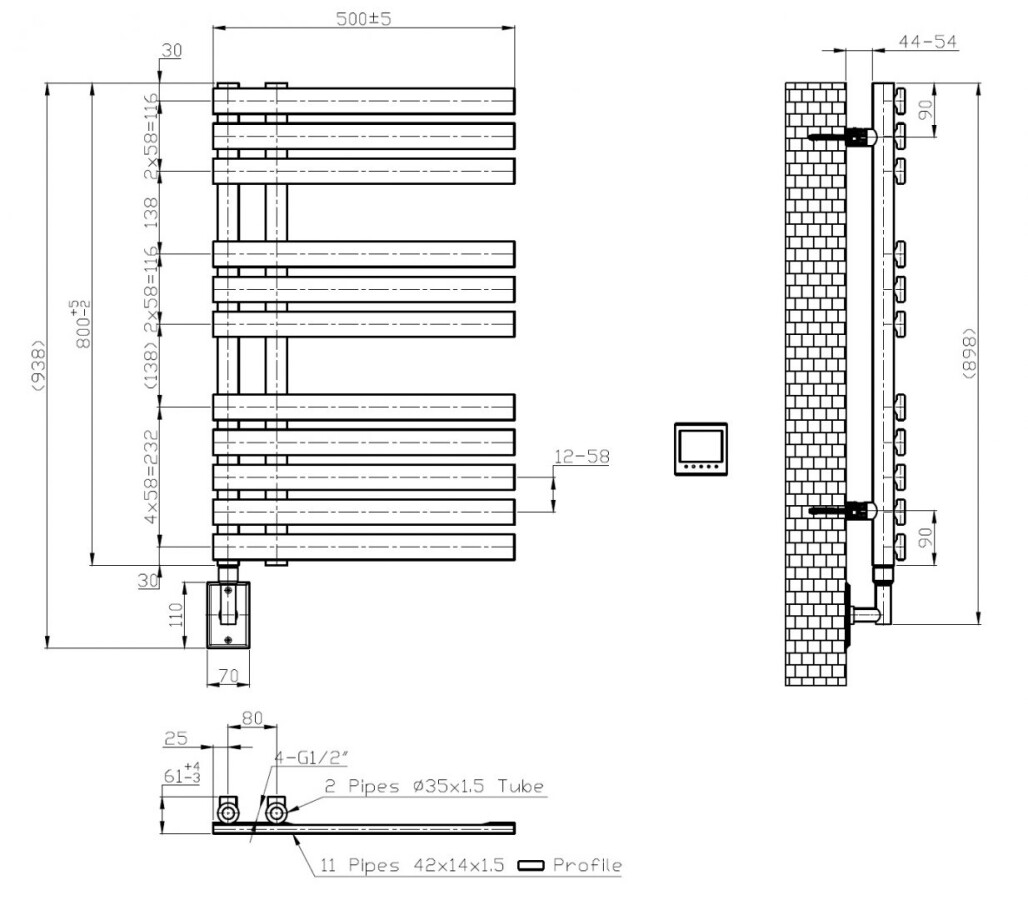 Полотенцесушитель электрический 175W Boheme Uno Venturo Matt White 721-MW