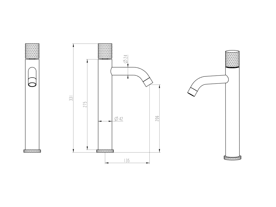Смеситель для раковины высокий Boheme Stick ручка Linea Copper Brushed 122-CB.3