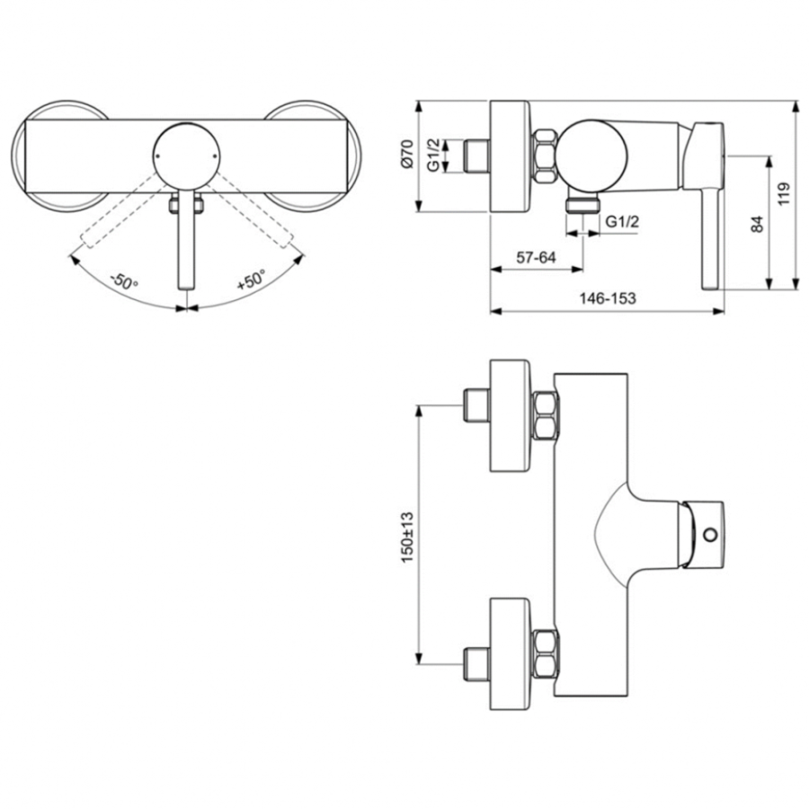 Ideal Standard Ceraline смеситель для душа BC200U4