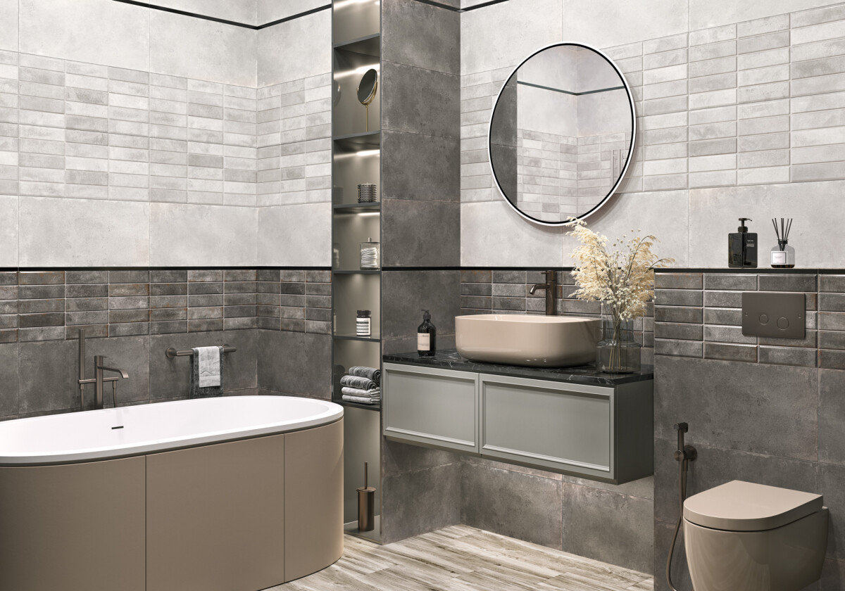 New Trend Эльбрус серый / Elbrus Gray Керамическая плитка настенная 300 x 600 x 9 WT36ELR15