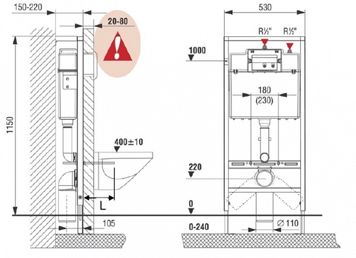 Roca Victoria 893100000 унитаз подвесной + инсталляция