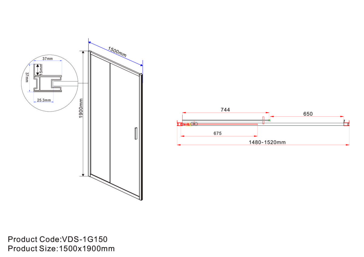 Vincea Garda душевая дверь 150 см черный VDS-1G150CLB