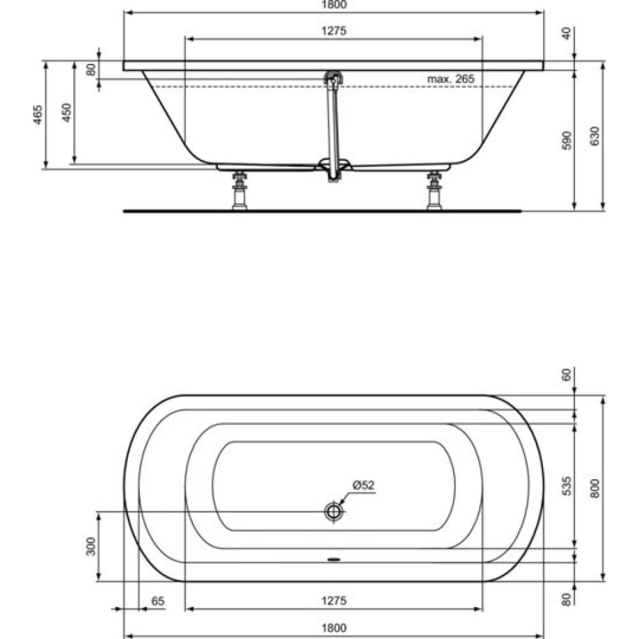 Ideal Standard Hotline ванна акриловая прямоугольная 180х80 K275601