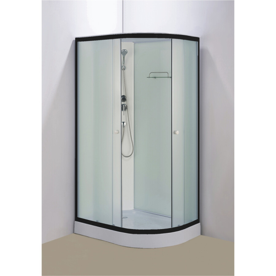 Душевая кабина Loranto 1180х780х2080 левосторонняя, белое заднее стекло, поддон 14 см, матовое стекло 4 мм, профиль черный CS-876EBTM/W-120