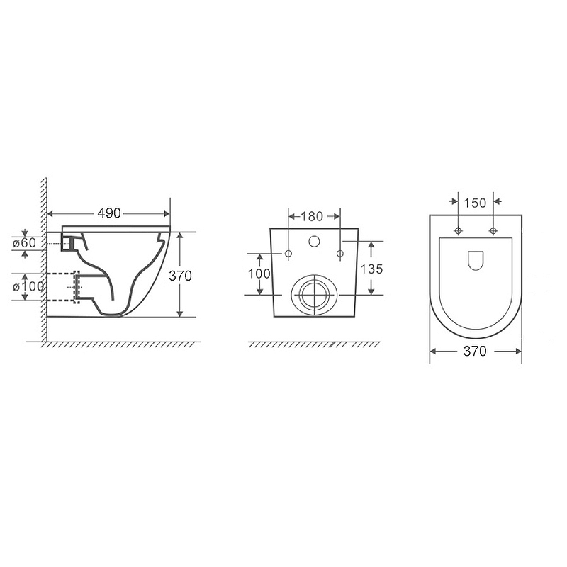 Azario Grado унитаз подвесной с инсталляцией Grohe и кнопкой смыва 38811KF0 + AZ-0046-MB