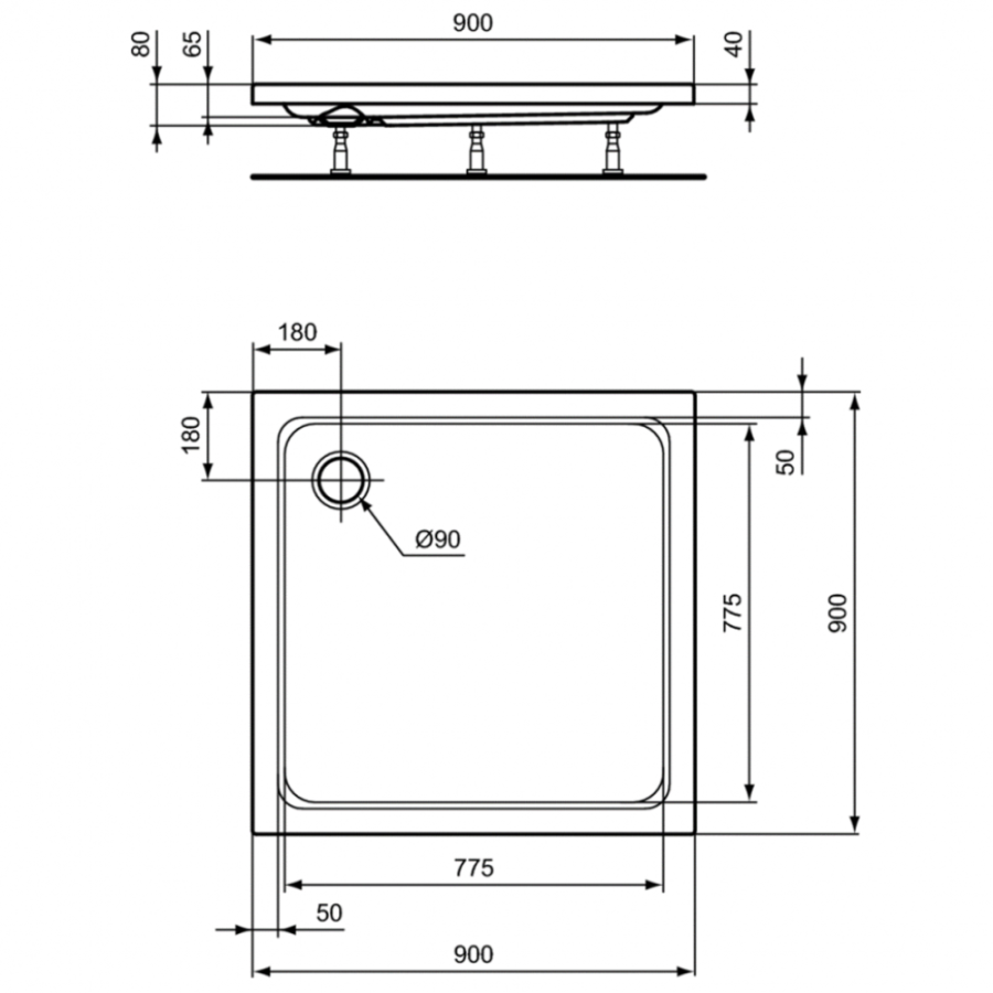 Ideal Standard Hotline душевой поддон 90х90 K276701