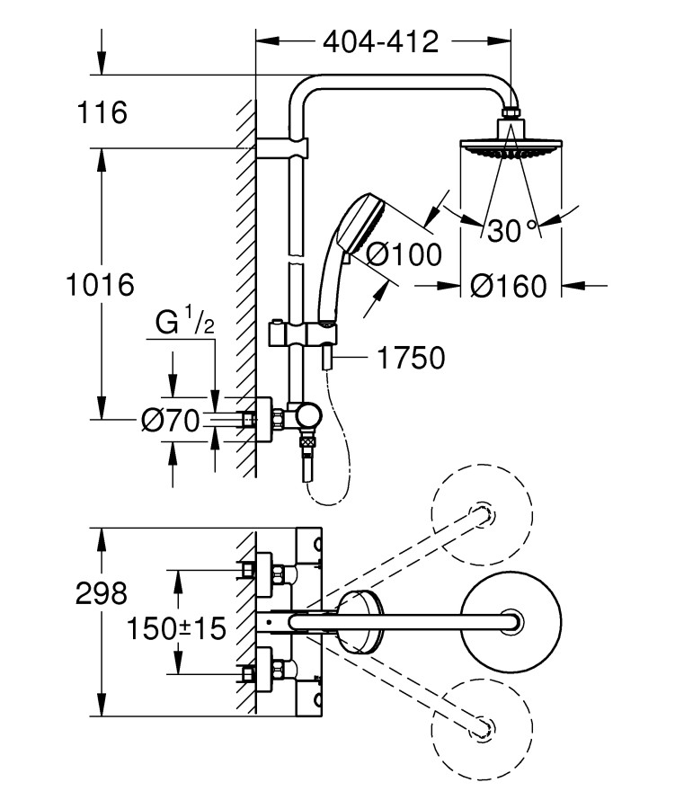 Grohe Tempesta Cosmopolitan 27922000 Душевая система без излива