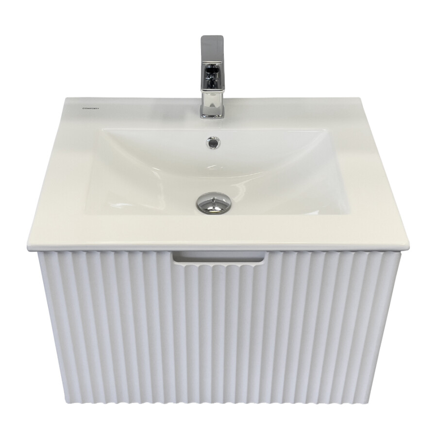 Подвесная тумба-умывальник Comforty Муром-60П белая матовая с раковиной Comforty 60E 00-00005266