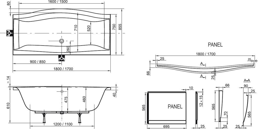 Ravak Magnolia 180*75 ванна акриловая прямоугольная