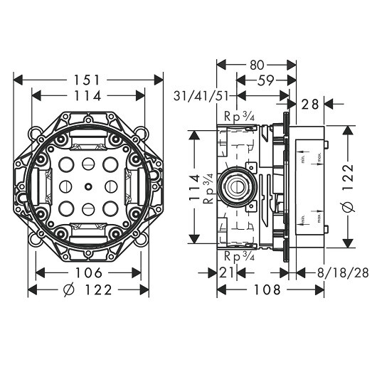 Hansgrohe 32565670S Set HG Metropol смеситель для душа (32565670+01800180) матовый черный
