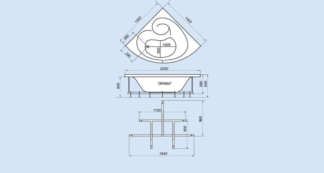 Triton Эрика 140*140 ванна акриловая угловая