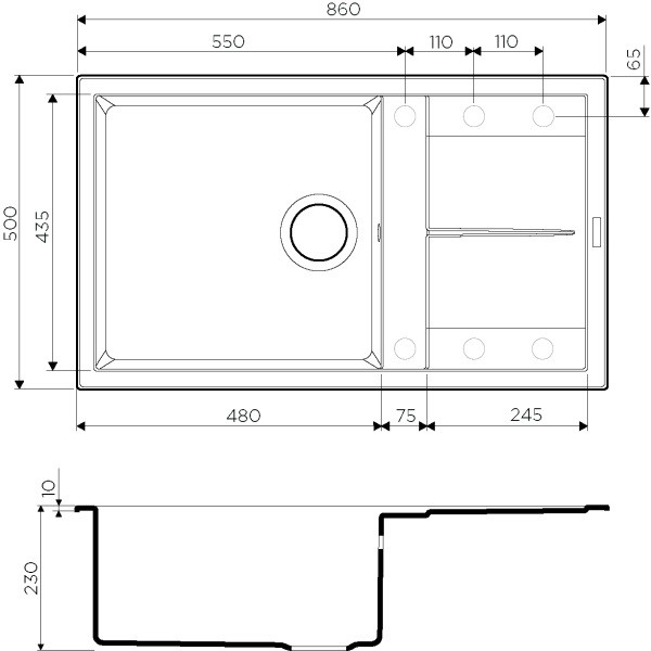 Omoikiri Sumi 86-WH 4993649 кухонная мойка тetogranit белый 86х50 см