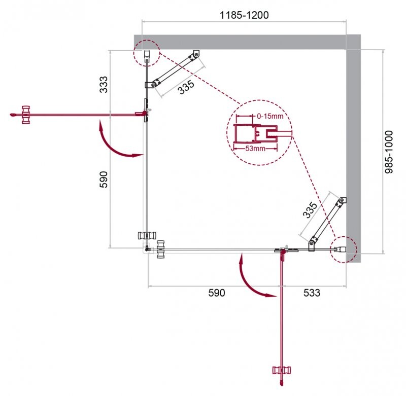 BelBagno душевое ограждение KRAFT-AH-22-120/100-C-Cr-R 120х100х195