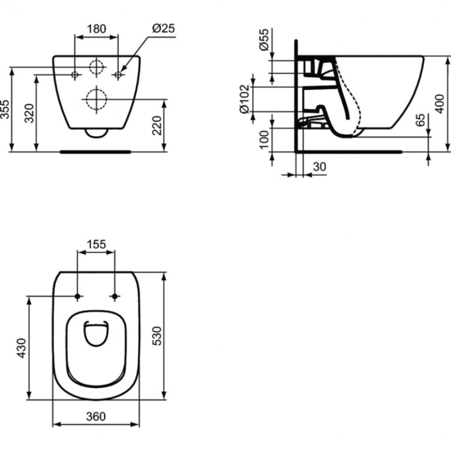 Ideal Standard Tesi унитаз подвесной белый матовый T0079V1