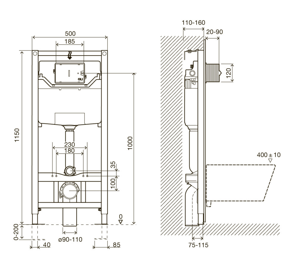 Villeroy&Boch Omnia Architectura 5684HR01 подвесной унитаз + инсталляция