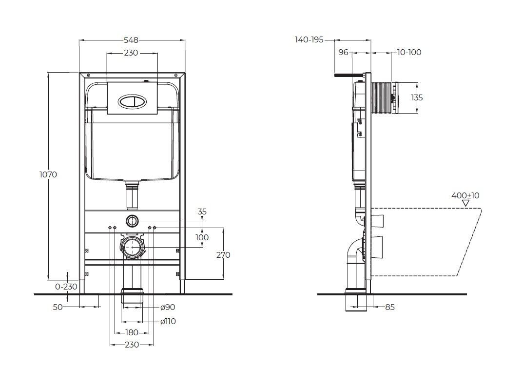 BB026/BB071CR Система инсталляции для подвесных унитазов BelBagno BB026 с кнопкой смыва BB071CR