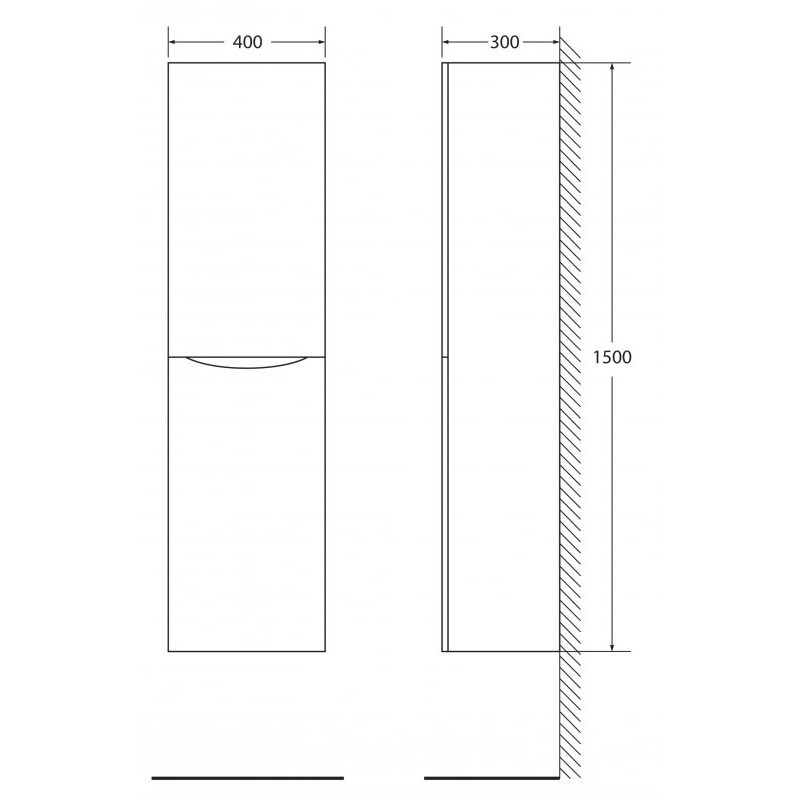 BelBagno FLY-MARINO-1500-2A-SC-BL-P-R/L Шкаф-пенал подвесной 150, Bianco Lucido