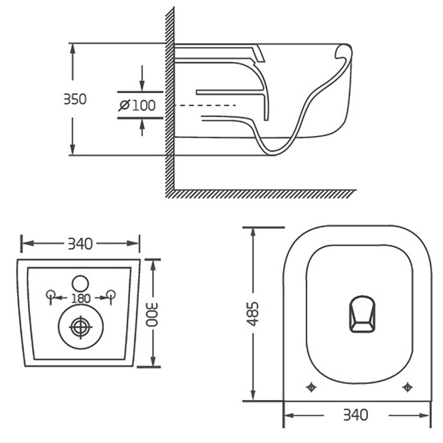 Унитаз подвесной Azario Bacio340х485х350 безободковый, система смыва "Скрытое Торнадо", с быстросъемным сиденьем "Микролифт" AZ-5103T-WHT