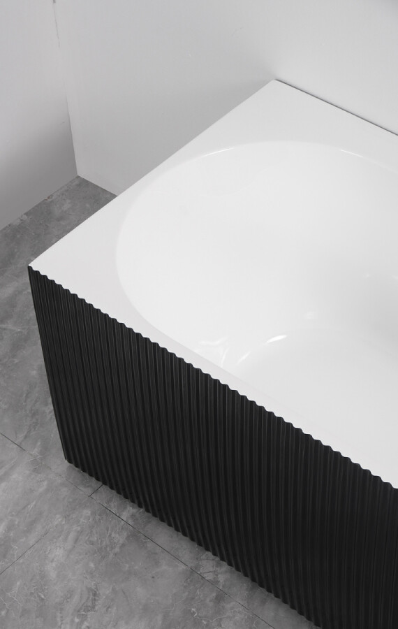 Ванна акриловая Azario LAGO BLANCO BLACK 1700х750х580 пристенная, левосторонняя, в комплекте с сифоном и металлической рамой, белый глянец/черный матовый AZ-6724-1CLB 17075
