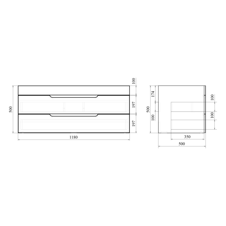 Mirsant Soho Quadro 120 тумба подвесная (раковина Deep 120) УТ000086075+УТ000081331