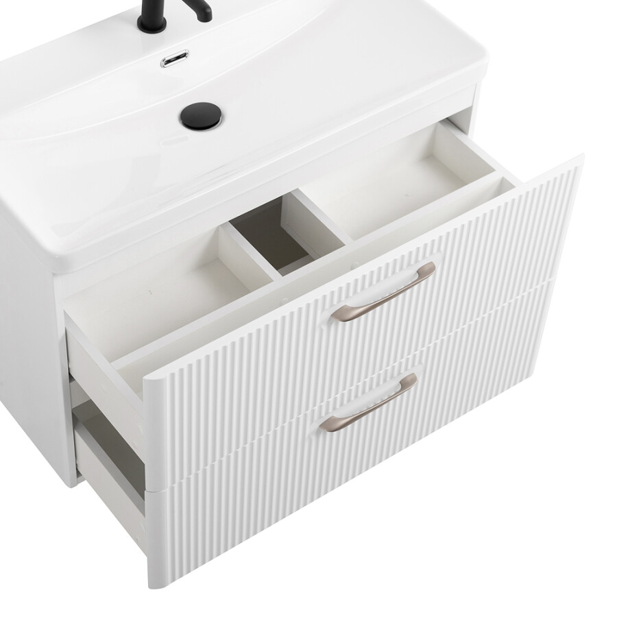Подвесная тумба с раковиной Belbagno DUE 80 см Bianco Lucido DUE-800-2C-SO-BL-P BB-8076-3-80