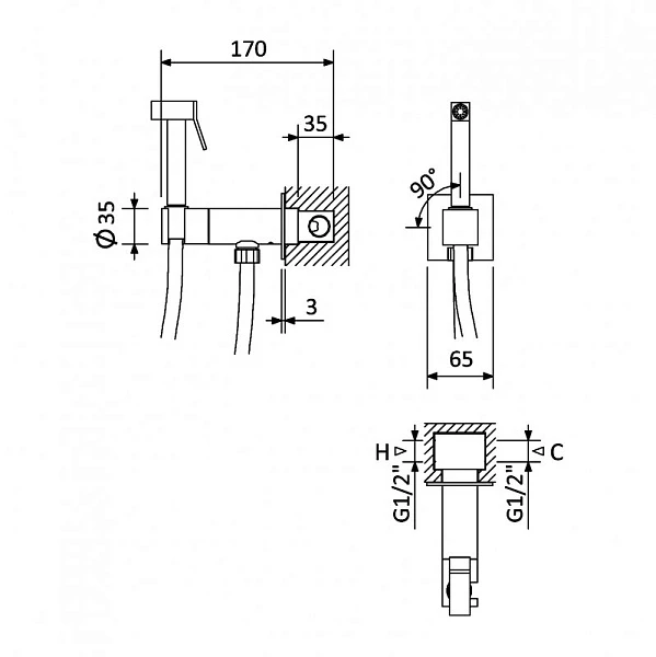 Cezares Porta гигиенический душ со смесителем белый PORTA-DIF-BIO