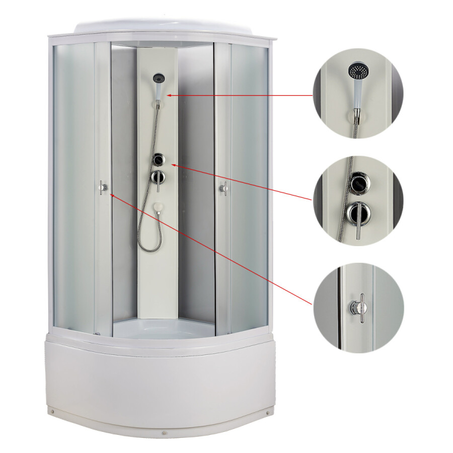 Душевая кабина Loranto 90x90x215 поддон 40 см, 4 мм матовое стекло, профиль и задняя стенка белого цвета (CS-986ТМ/W)