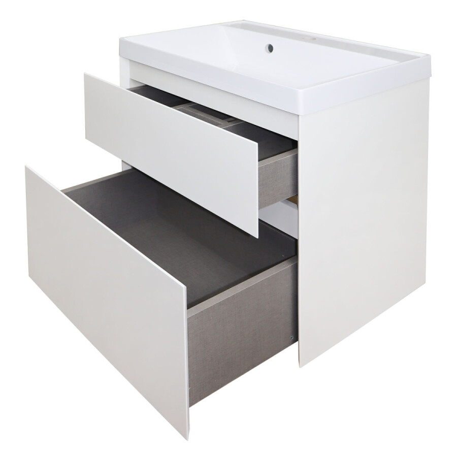 Комплект тумба Azario Velluto 60 600х450х660 подвесная, с раковиной Slim 60, белый матовый CS00088601