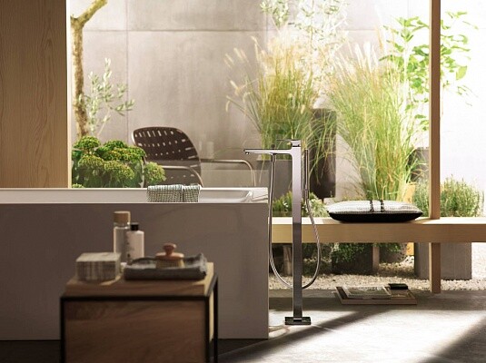 Hansgrohe 32532670S Set HG Metropol смеситель для ванны напольный (32532670+10452180), матовый черный