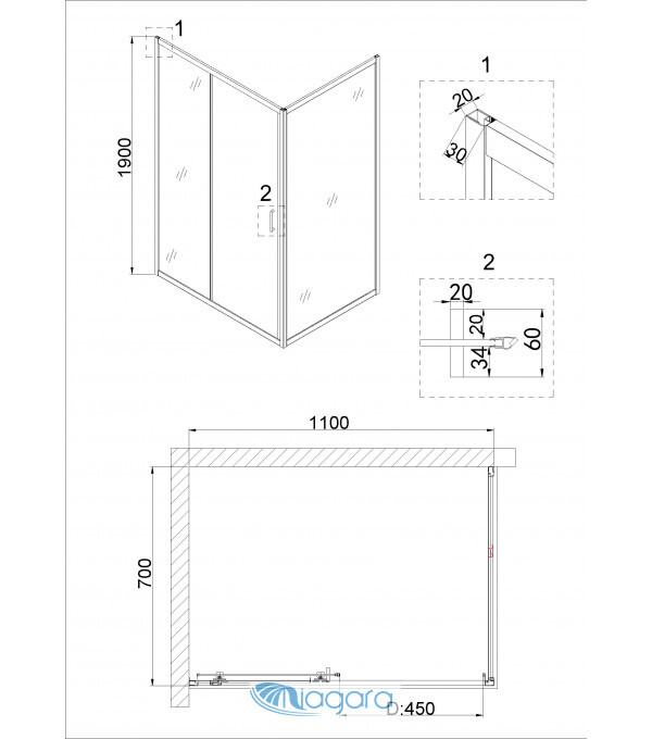 Душевой уголок 110x70 Niagara NG-62-11A-A70