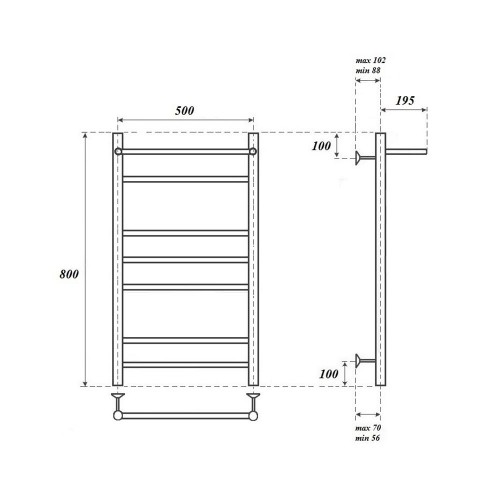 Point Аврора полотенцесушитель электрический с полкой 50х80 PN10158PE