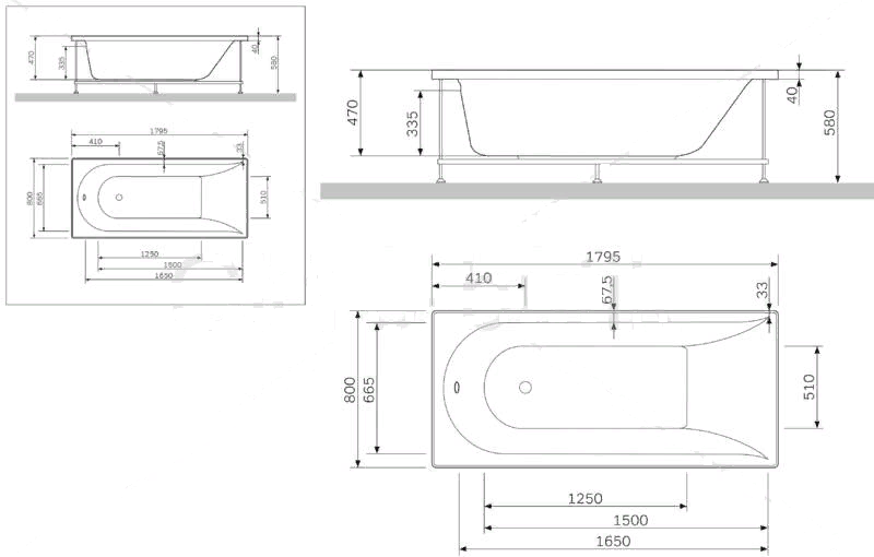 Am.Pm Inspire 2.0 180*80 ванна акриловая W52A-180-080W-A