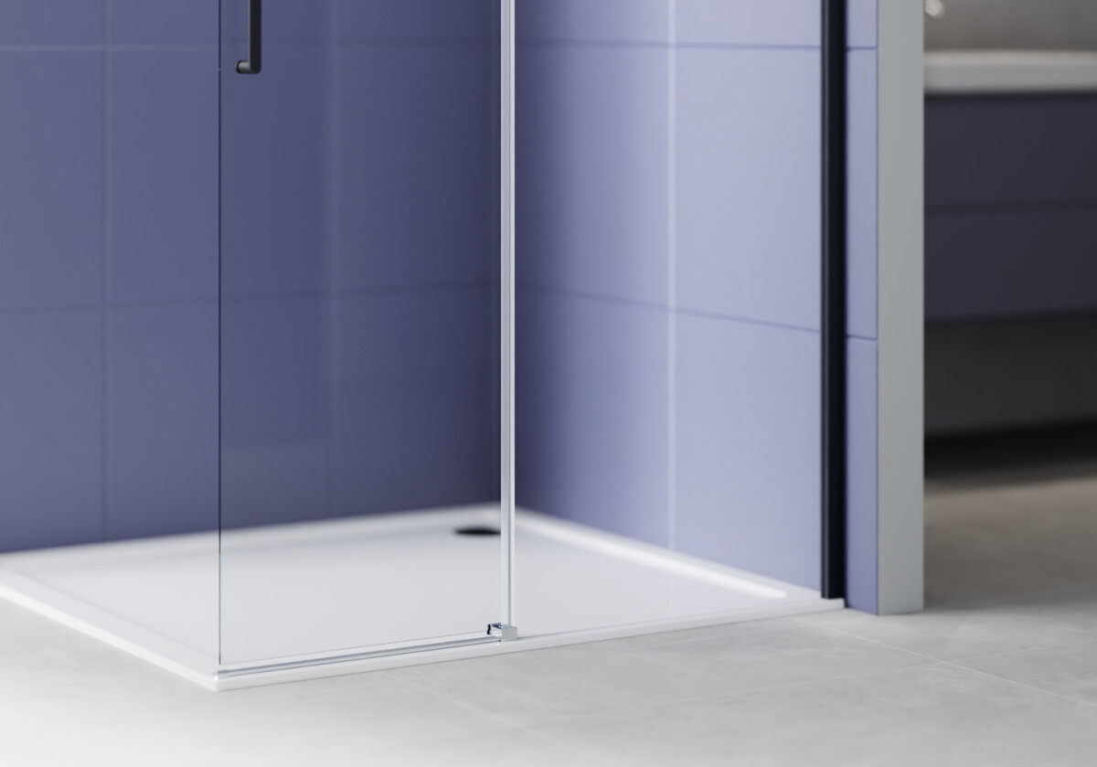 Aquatek AQ.WISL.120.1BL Душевая перегородка Walk In 120см, раздвижная с держателем 1200мм черный матовый прозрачное