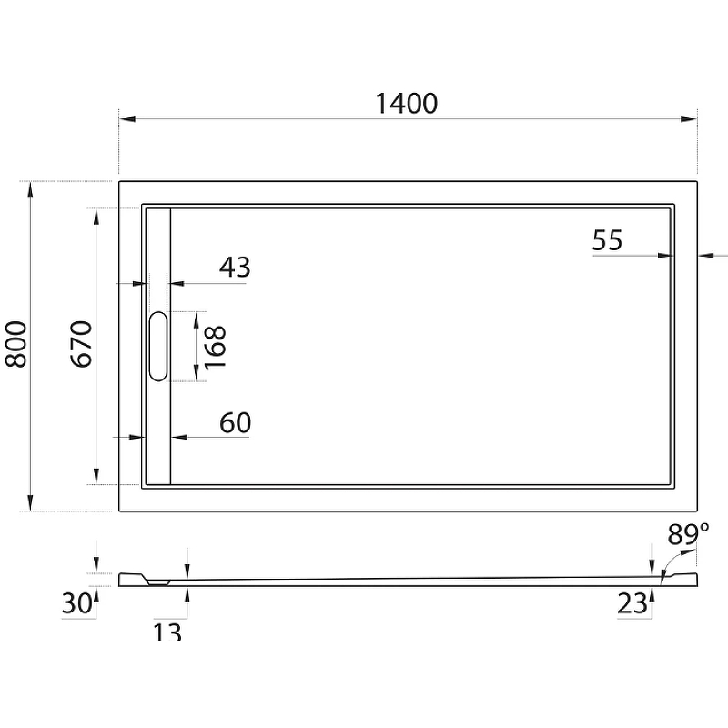 Cezares Tray поддон из иск. мрамора 140х80 TRAY-AS-AH-140/80-30-W