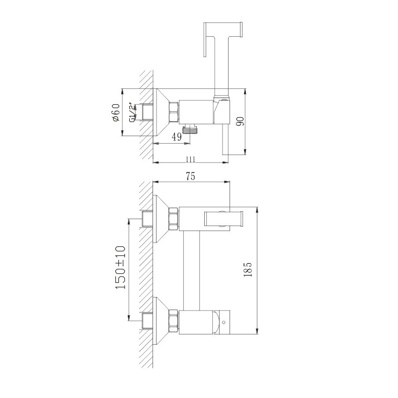 Haiba смеситель с гигиеническим душем HB5520