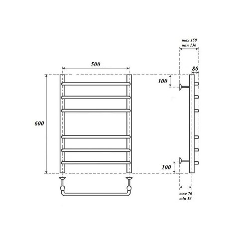 Point Нептун полотенцесушитель электрический 50х60 PN09156E