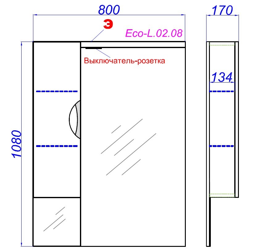 Зеркало-шкаф Aqwella ЭкоЛайн 80*108 Eco-L.02.08